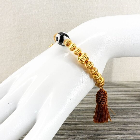 Tory Burch Women's Roxanne Beaded Tassel Bracelet Gold OS - Picture 6 of 12